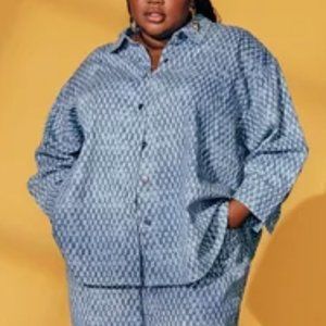 Long Sleeve Checked Denim Shirt from Future Collective™ with Gabriella K (1x)